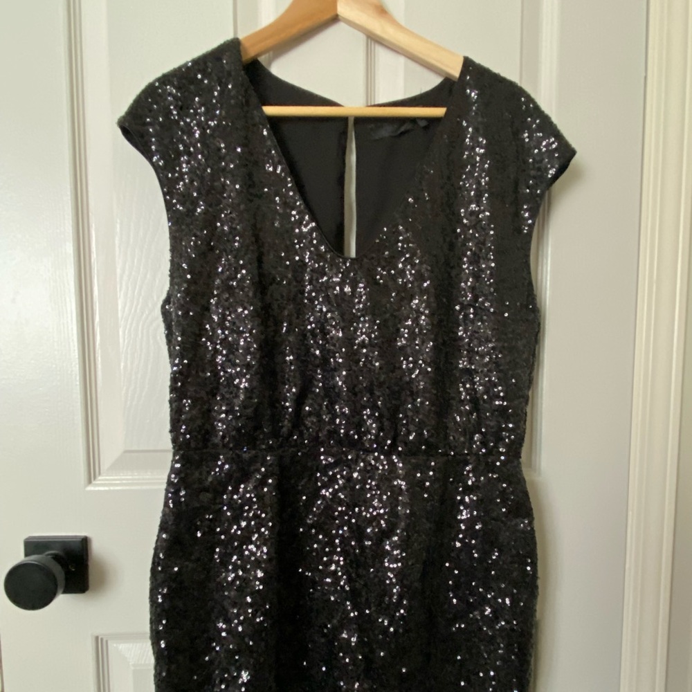 H&M PARTY BLACK SEQUIN OPEN BACK MINI DRESS